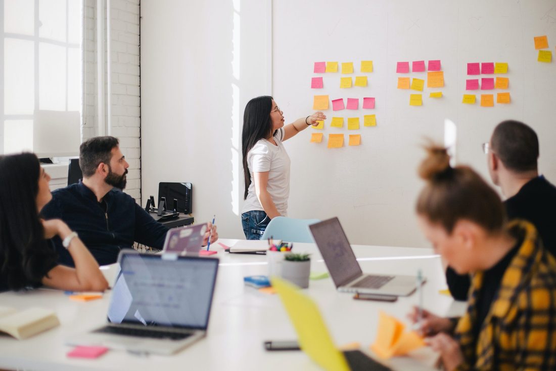 Team meeting in a modern workspace